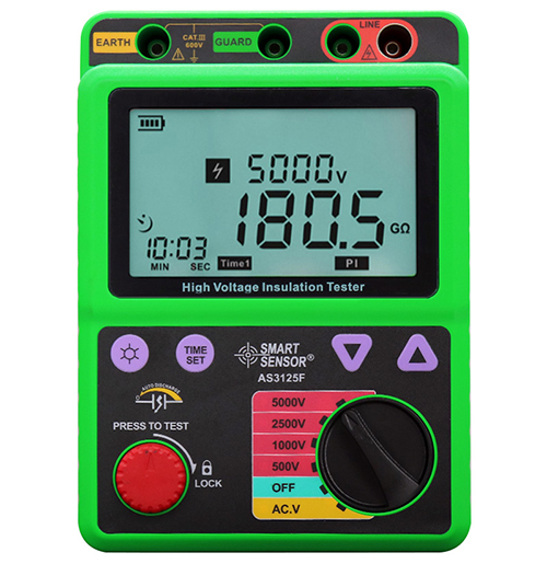 ?，?AS3125F數(shù)字兆歐表 高壓絕緣電阻表 5000V電子搖表測試儀